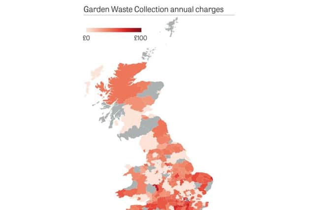 How districts compare across the country. The darker the red, the bigger the charge.