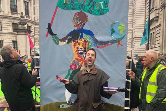 Jamie Wildman at the London protests