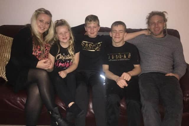 The Hutchison family - mum Jackie, Lacey, 10, Kyle, 12, Jordan, 16 and dad Colin