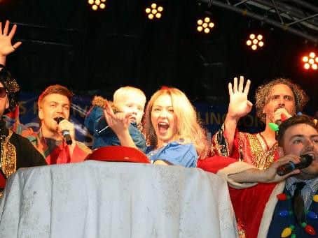 Dylan was counted in before he pressed the big red button and switched on the Christmas lights