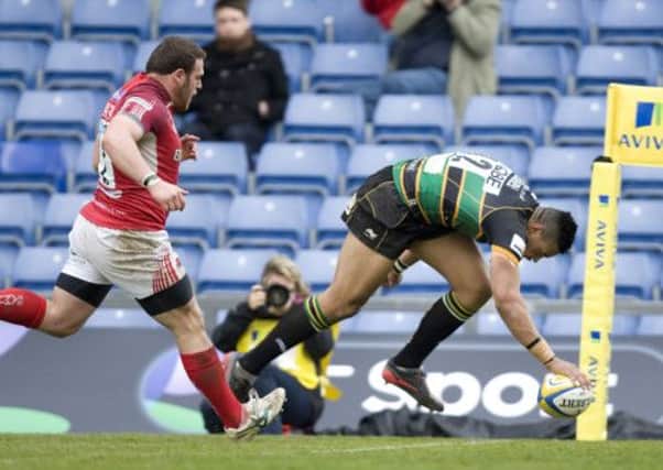TRY GUY - Luther Burrell revelled in the open nature of Saints' game against London Welsh last weekend (picture by Lorraine Inglis)