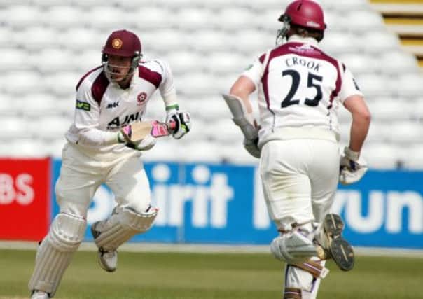 PILING ON THE RUNS - David Willey (left) and Steven Crook enjoy themselves against Esse last week (Picture: Kirsty Edmonds)