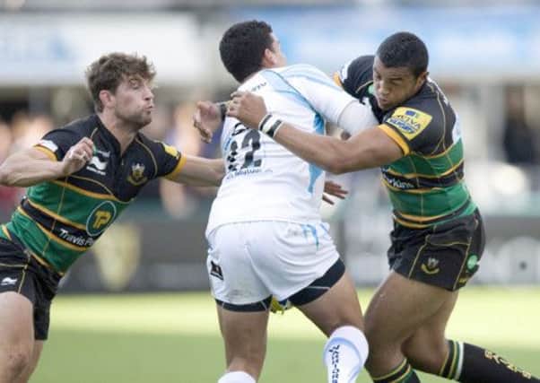 IN SAFE HANDS - Dom Waldouck (left) is not surprised that Luther Burrell (right) has grabbed his chance in the Saints first team (Picture: Linda Dawson)