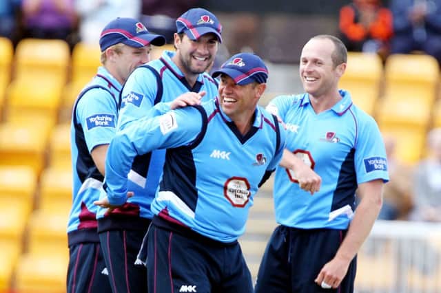 Northants celebrate the fall of a Worcestershire wicket during their comfortable victory