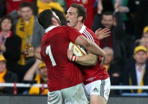 LIONS ROAR - Alex Corbisiero embraces Saints team-mate George North