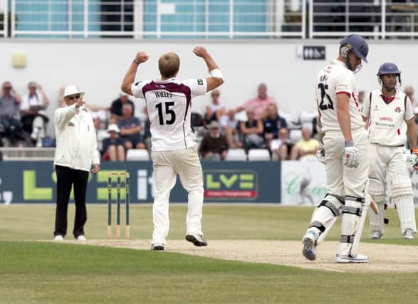 David Willey traps Wayne White lbw, a rare bright spot on a chastening day for the County