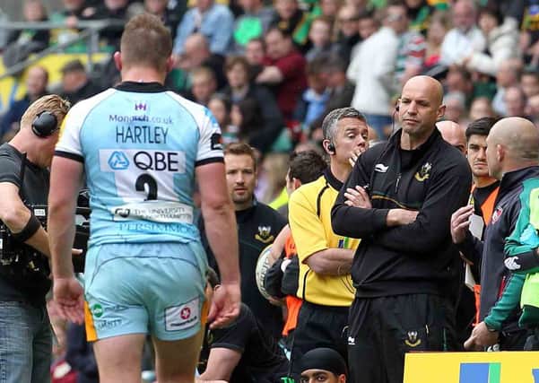 KEY MOMENT - Dylan Hartley was dismissed during Saints' Premiership final defeat to Leicester (picture by Sharon Lucey)