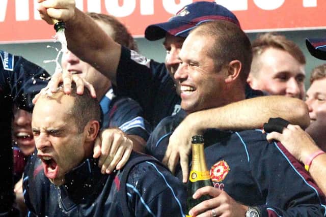 Northamptonshire Steelbacks celebrate their t20 final success over Surrey
