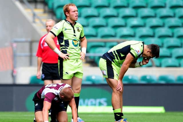 TOUGH AFTERNOON - Alex Day and Tom Collins show their disappointment during Saints' defeat to Krasnodar