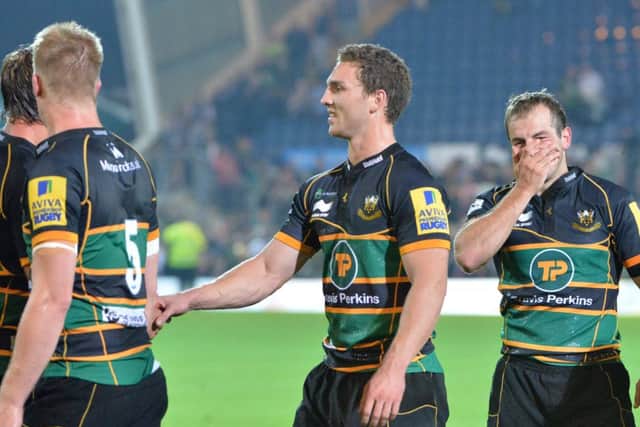 ALL SMILES - George North was the star attraction in Saints' win over Edinburgh on Friday night (picture by Dave Ikin)