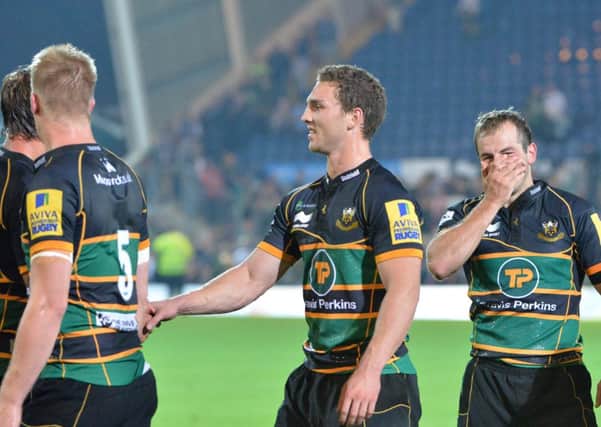 ALL SMILES - George North was the star attraction in Saints' win over Edinburgh on Friday night (picture by Dave Ikin)