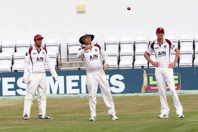 County Championship cricket at the County Ground
Northants v Glamorgan.
David Murphy, Andrew Hall and Trent Copeland.