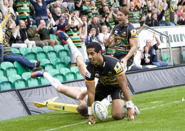 A PISI THE ACTION - Ken Pisi is all smiles after scoring against Exeter (picture by Linda Dawson)