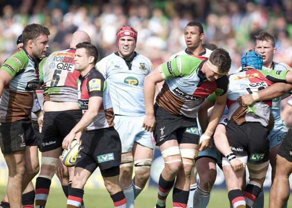 CLOSE ENCOUNTER - Saints were edged out at The Stoop in May (picture by Linda Dawson)
