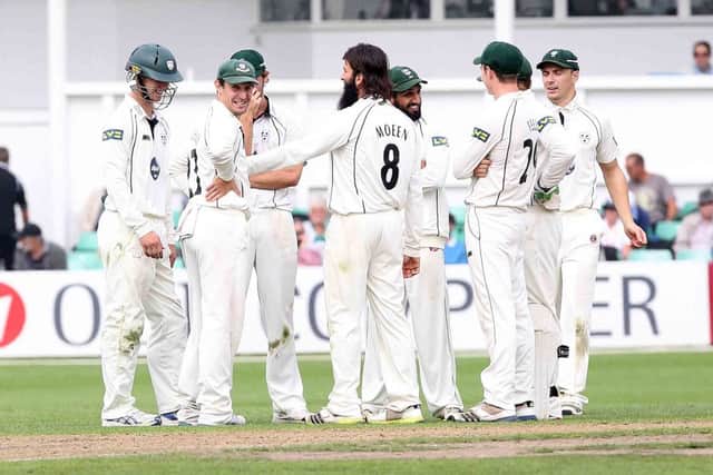 LVCC.
Worcs V Northants at New Road.
Worcestershire players celebrating (David Willey out).