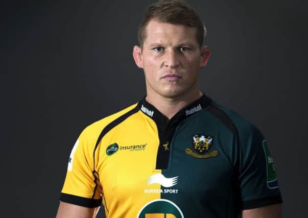 READY FOR A TESTING MONTH - Dylan Hartley, pictured in Saints' new cup competition kit, says he and his team-mates still have a lot of improving to do
