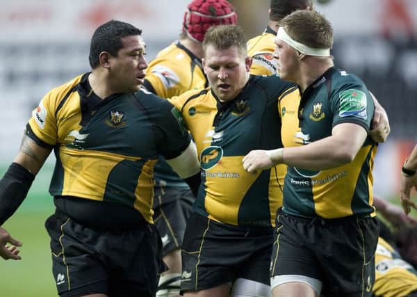 LEADING FROM THE FRONT - Salesi Ma'afu, Dylan Hartley and Alex Waller bullied Ospreys (Picture: Linda Dawson)