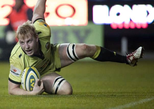 READY TO TAKE HIS CHANCE - Ben Nutley scores in November's LV= Cup win over London Irish (Picture: Linda Dawson)
