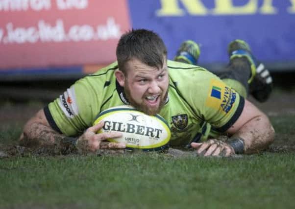 FIRST TRY - Gareth Denman scored for Saints at Newport last weekend (Picture: Linda Dawson)