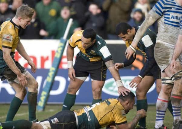 PLAY IT AGAIN - Samu Manoa scored two tries as Saints beat Saracens on Saturday, and the sides will now meet again at Franklin's Gardens in the LV= Cup semi-final in March (Picture: Linda Dawson)