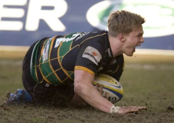 GET IN THERE! - Tom Stephenson scores his try in the win over Gloucester (Picture: Linda Dawson)