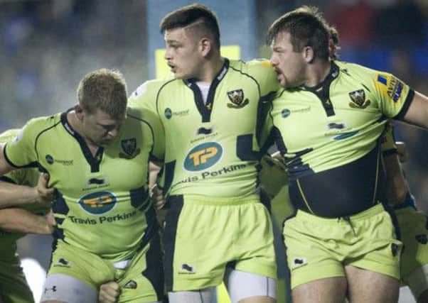 MIDDLE MAN - Matt Williams (centre) has moved to hooker since joining Saints (Picture: Linda Dawson)