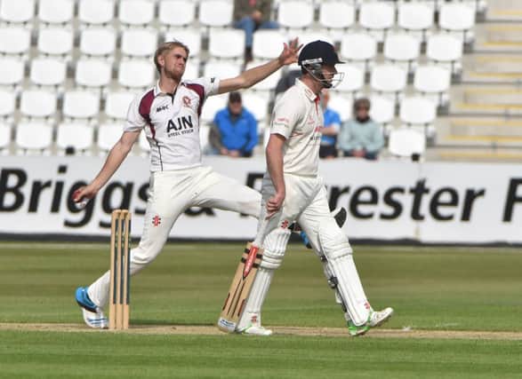 Olly Stone took the last four Lancashire wickets on day three at the County Ground