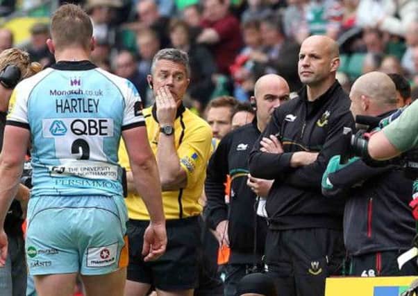 WALK OF SHAME - Dylan Hartley leaves the Twickenham pitch after being sent off in the Aviva Premiership final last May (Pictures: Sharon Lucey)