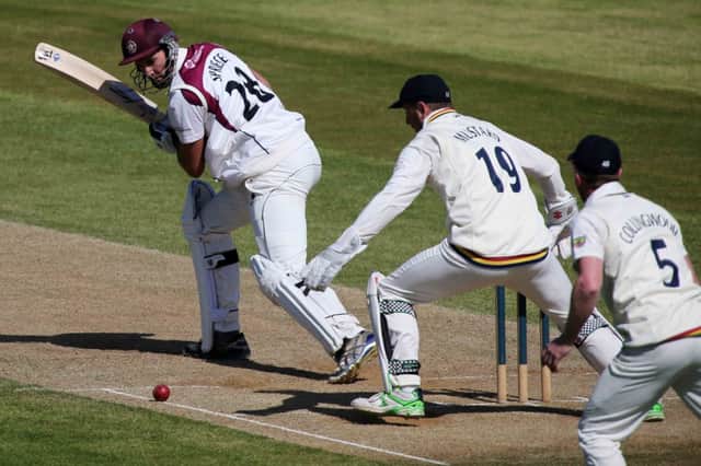 Matt Spriegel fell in the final over of the day as Northants struggled in their second innings