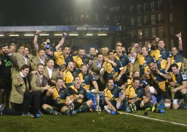 EUROPEAN CHALLENGE - Saints celebrate winning the Amlin Challenge Cup in May. Jim Mallinder's men will on Tuesday learn who they will play in next season's Champions Cup