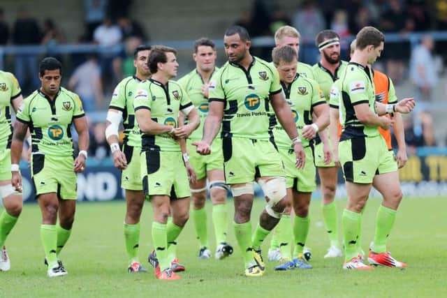 London Wasps v Northampton Saints. Aviva Premiership, Adams Park, High Wycombe.
Lee Dickson adn Samu Manoa NNL-140914-204533009