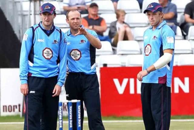 Alex Wakely (left) and David Willey (right) - pictured with Lee Daggett last season - will lead Northamptonshire on the field in 2015