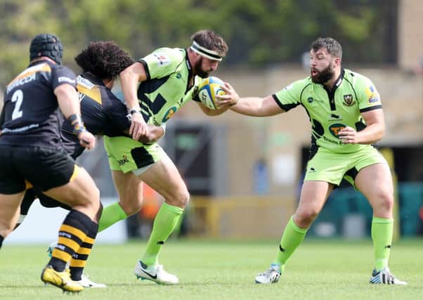 LATE CALL - Tom Wood will face a late fitness test ahead of Saints' game at London Irish, while Alex Corbisiero (right) is out (Picture: Kirsty Edmonds)