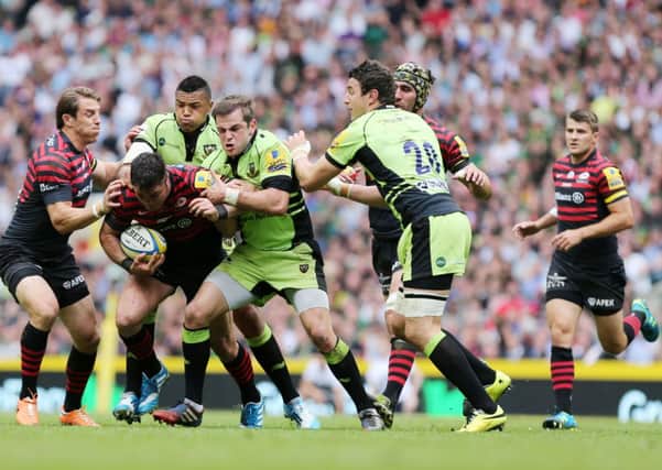 RENEWING RIVALRIES - action from Saints' dramatic Aviva Premiership Final win over Saracens in May (Picture: Kirsty Edmonds)