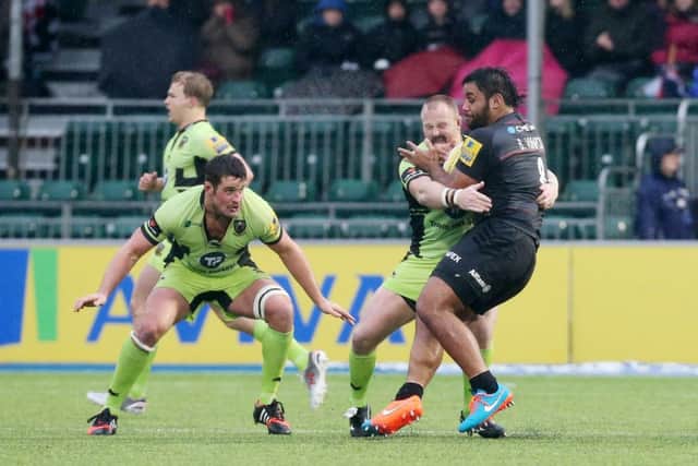 Saracens v Northampton Saints.
Calum Clark and Ross McMillan. NNL-141124-101814009