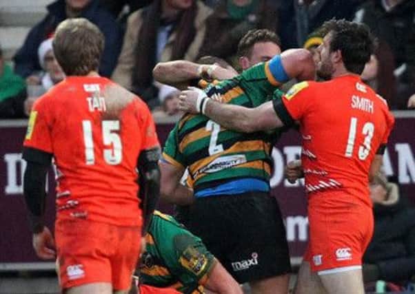 FLASHPOINT - Dylan Hartley was sent off for elbowing Matt Smith (picture: Sharon Lucey)