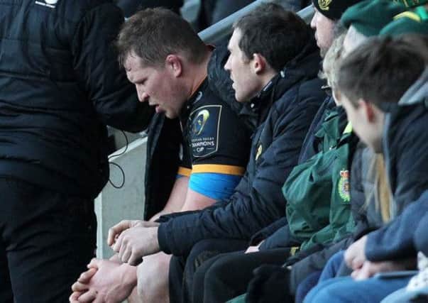 BENCHED - Saints skipper Dylan Hartley looks downhearted after being sin-binned on Saturday (Picture: Sharon Lucey)