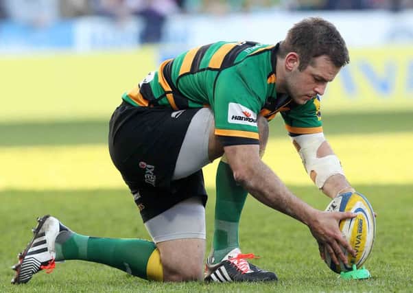COOL HEAD - Saints fly-half Stephen Myler lines up one of his successful kicks at Gloucester (Picture: Sharon Lucey)