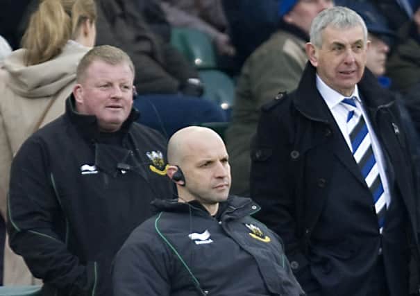 Ian McGeechan (right) with Saints coaches Dorian West and Jim Mallinder