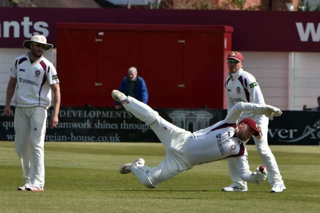 Northamptonshire v Gloucestershire day four Lv= County Championship
Adam Rossington diving catch