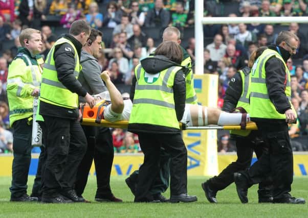 Jackson Wray was carried off on a stretcher (picture: Sharon Lucey)