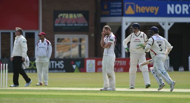 Action from day three of Northamptonshire's LV= County Championship match against Lancashire. Pictures by Dave Ikin