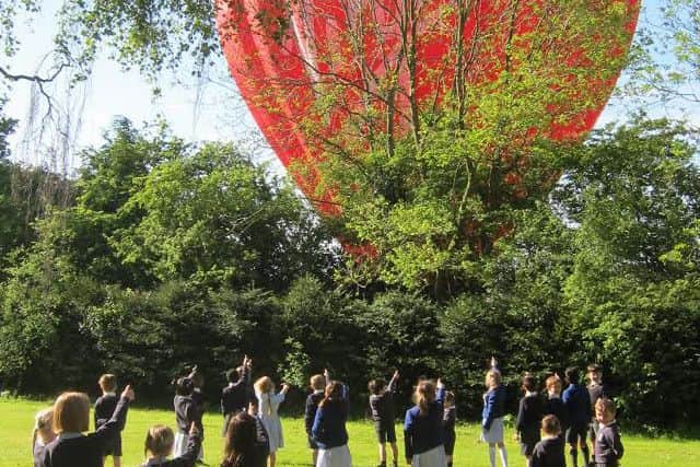 Pupils were delighted to see a hot air balloon land near Pitsford School