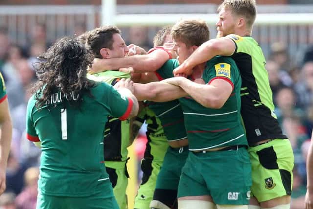 Phil Dowson and James Craig (right) fought for Saints
