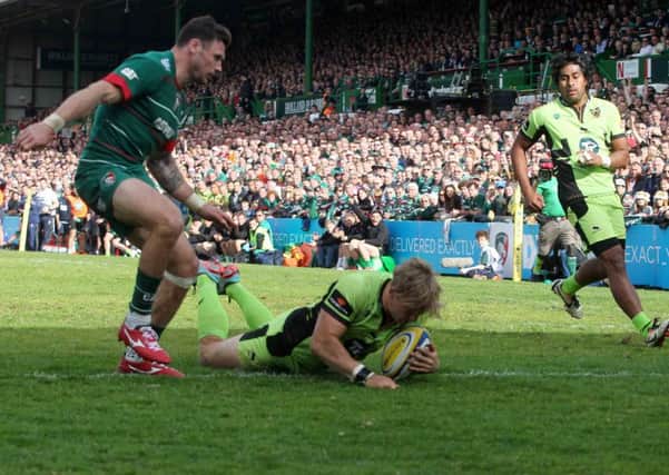 Tom Stephenson scored Saints' try at Welford Road (pictures: Sharon Lucey)