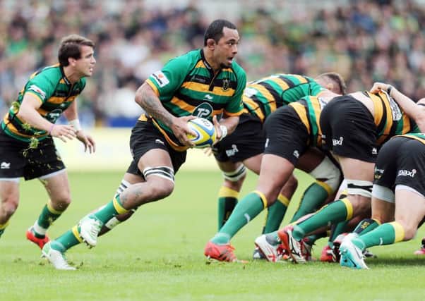ON THE CHARGE - Samu Manoa makes an attacking break for Saints against Saracens (Pictures: Kirsty Edmnods)