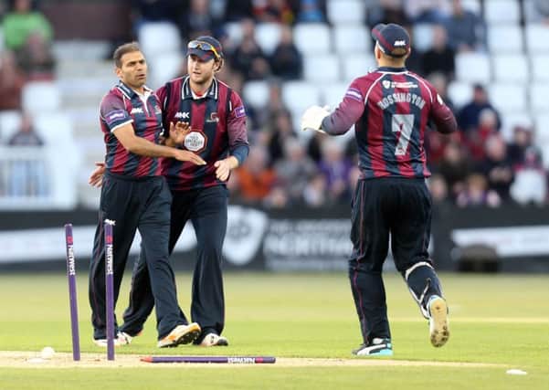 BACK IN THE SWING - Mohammad Azharullah celebrates a wicket in last Friday's defeat to Birmingham Bears