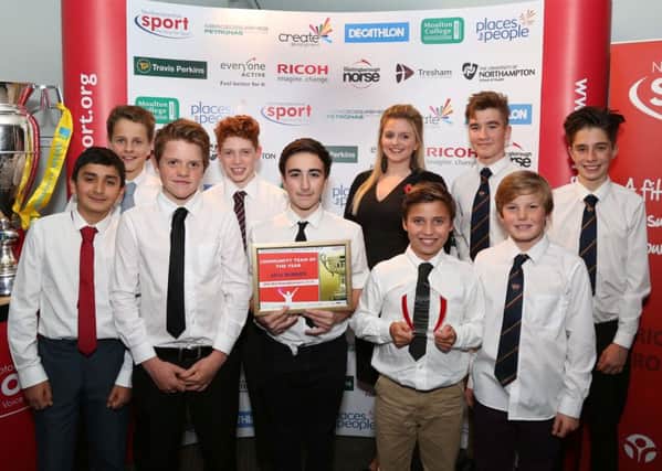 Northamptonshire Sports Awards 2014 
At Kettering Conference Centre
Community Team of the Year sponsored by Mercedes AMG Petronas F1 Team 
Winners Old Northampotonians U13's Cricket Team with sponsor Stephanie Wheat
Thursday November 6 2014