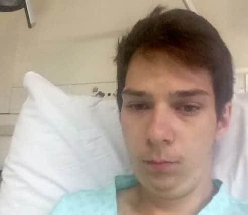 Jake in hospital recovering in Northampton General Hospital. Picture: SWNS