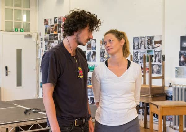 Sophie Ward and William Postlethwaite in rehearsals for Brave New World